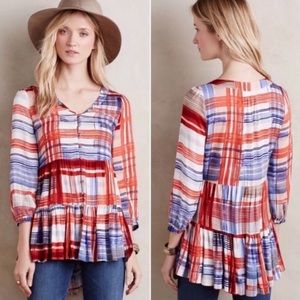Maeve Lila Tiered Plaid Tunic